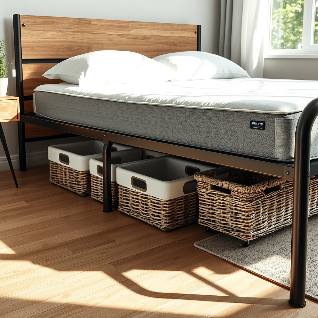 metal bedframe in action