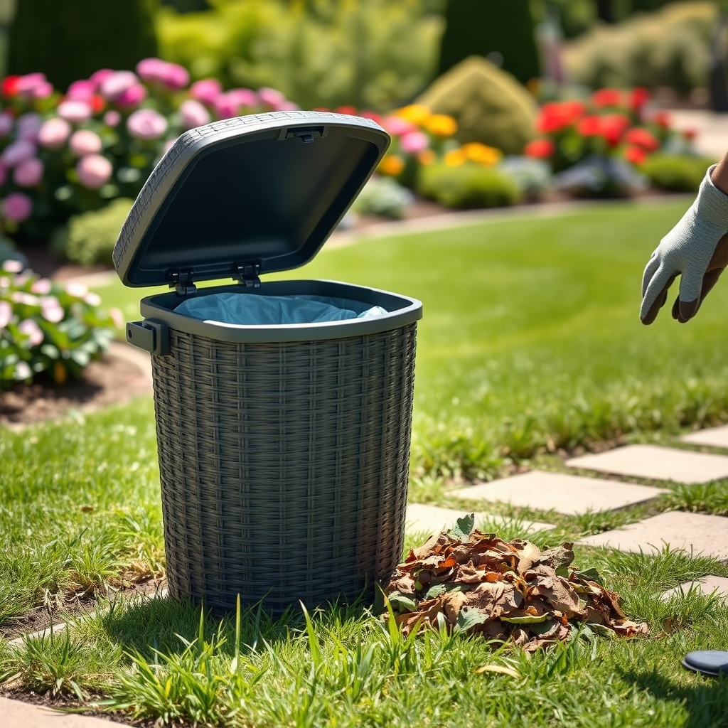 outdoor trashcan in action
