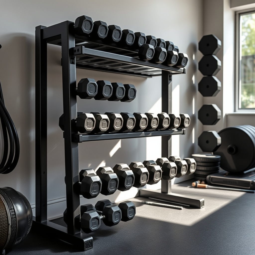dumbbell rack in action